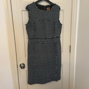 Tory Burch Petula dress navy & cream tweed Used but in excellent condition 14 sz